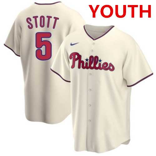 Youth Philadelphia Phillies #5 Bryson Stott Cream Cool Base Stitched Baseball Jersey Dzhi
